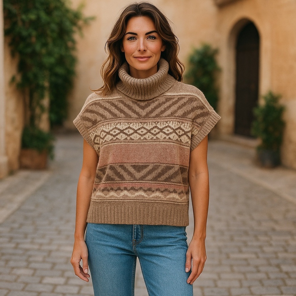NWOT Design History x Stitch Fix Women’s Turtleneck Sleeveless‎ Poncho Vest
